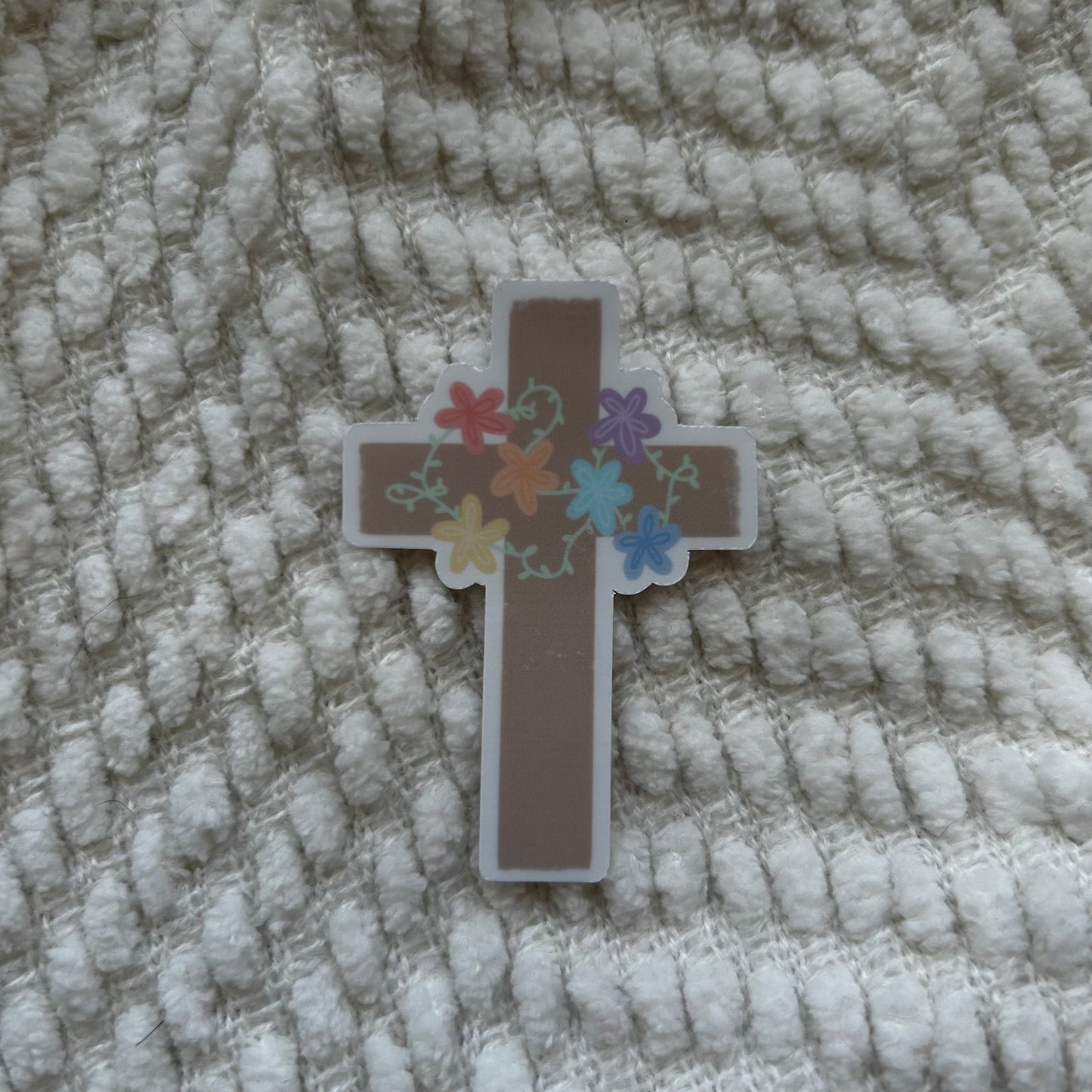 Floral cross sticker