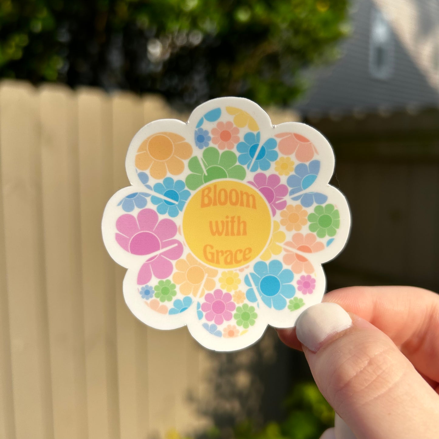 Bloom with Grace sticker