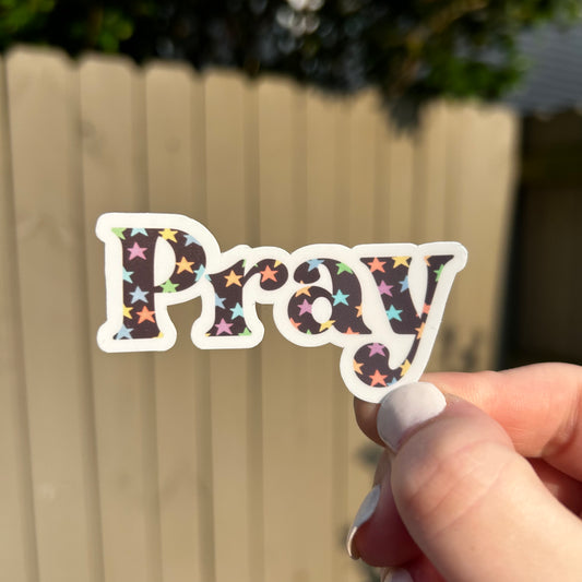 Pray with stars sticker